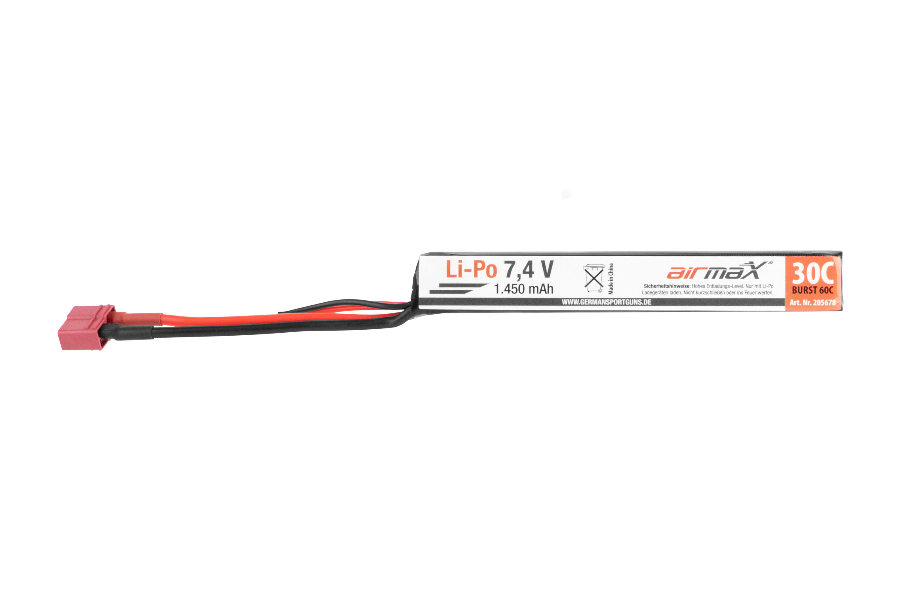 airmaX Akku Li-Po 7,4V | 1.450 mAh Dean Stecker - Airsoft airmaX Akku Li-Po 7,4V | 1.450 mAh Dean Stecker - Airsoft