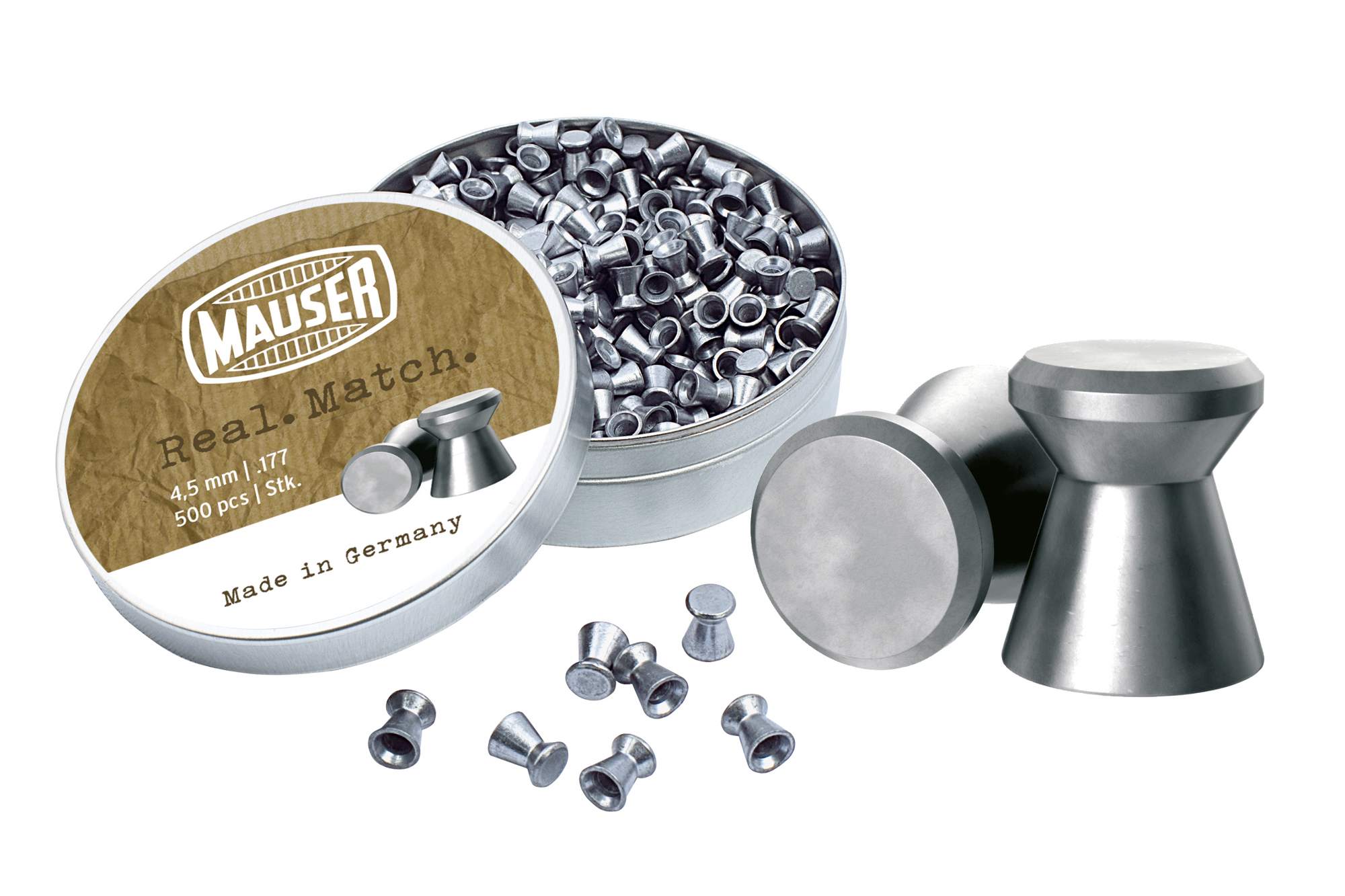 Mauser Flachkopf Diabolos glatt 4,5mm 500 Stück Mauser Flachkopf Diabolos glatt 4,5mm 500 Stück