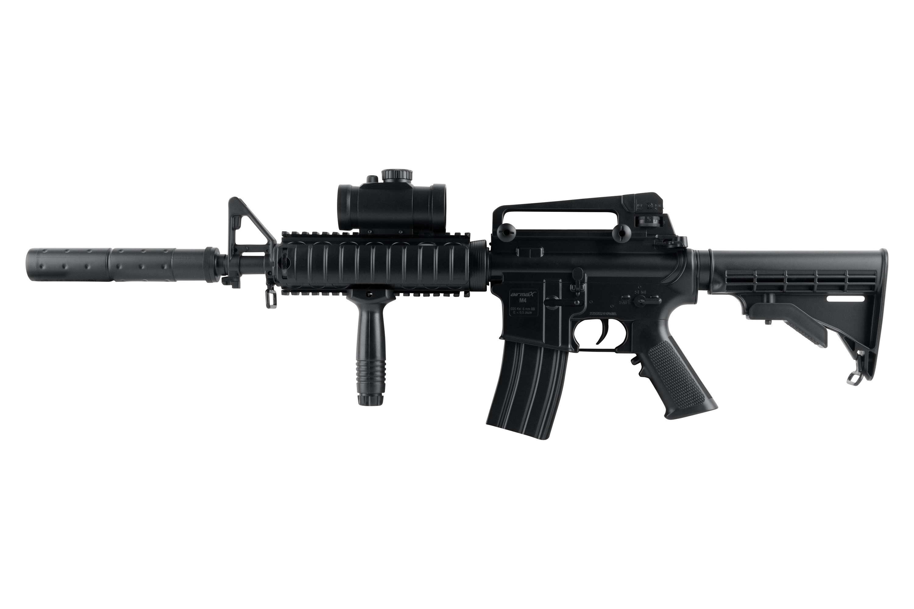 airmaX M4 Schwarz 6mm - Airsoft AEG < 0,5 Joule airmaX M4 Schwarz 6mm - Airsoft AEG < 0,5 Joule