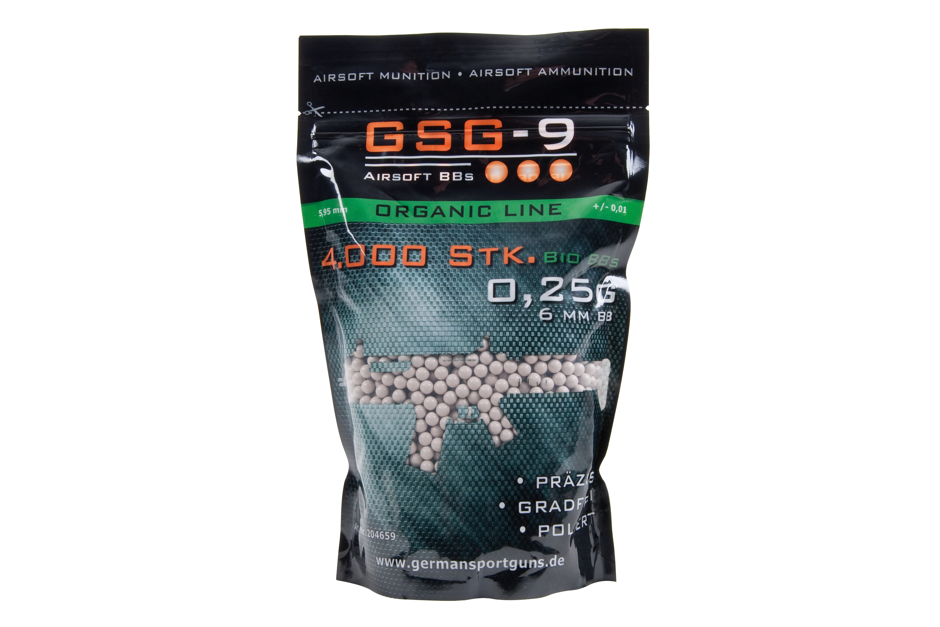 GSG-9 Organic Line 6 mm BIO BBs Weiß 0,25 g 4.000 Stück GSG-9 Organic Line 6 mm BIO BBs Weiß 0,25 g 4.000 Stück