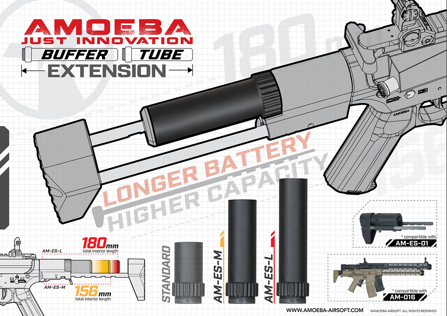 Amoeba Buffer Tube Extension L | Airsoft